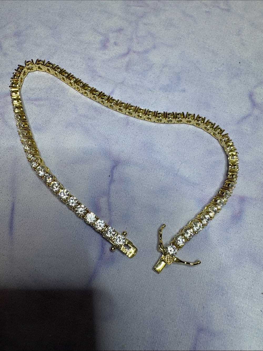 Gold Crystal-Embellished Tennis Ankle Bracelet Stainless Steal - Picture 2 of 5